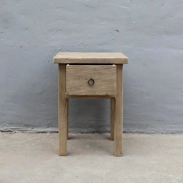 Table de chevet en orme ancien