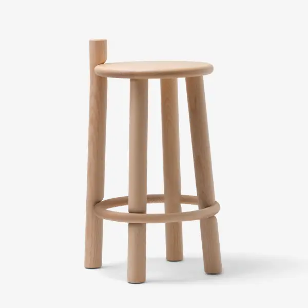 tabouret haut en bois naturel