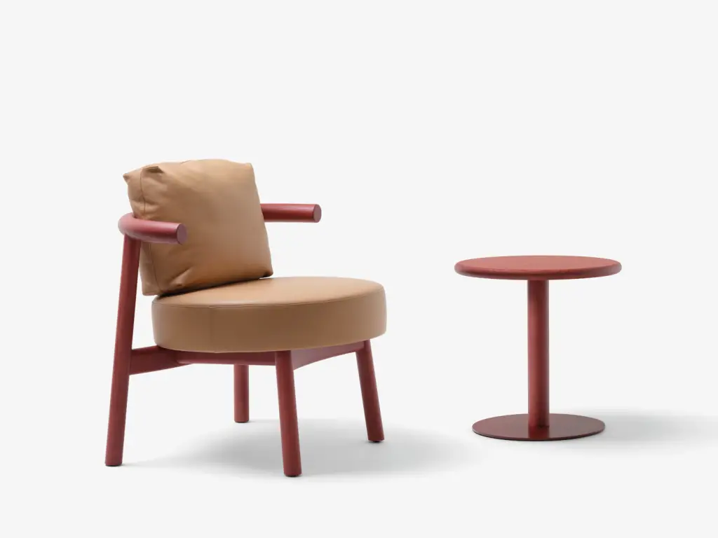 fauteuil en cuir design - fauteuil en cuir déhoussable - table d'appoint design en métal