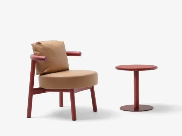 fauteuil en cuir design - fauteuil en cuir déhoussable - table d'appoint design en métal