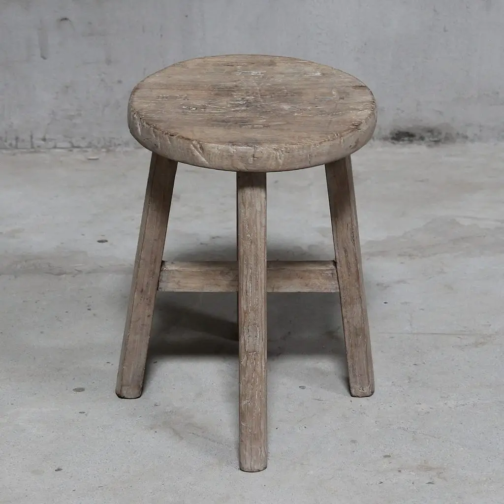 Tabouret en Orme 19eme - tabouret en orme ancien
