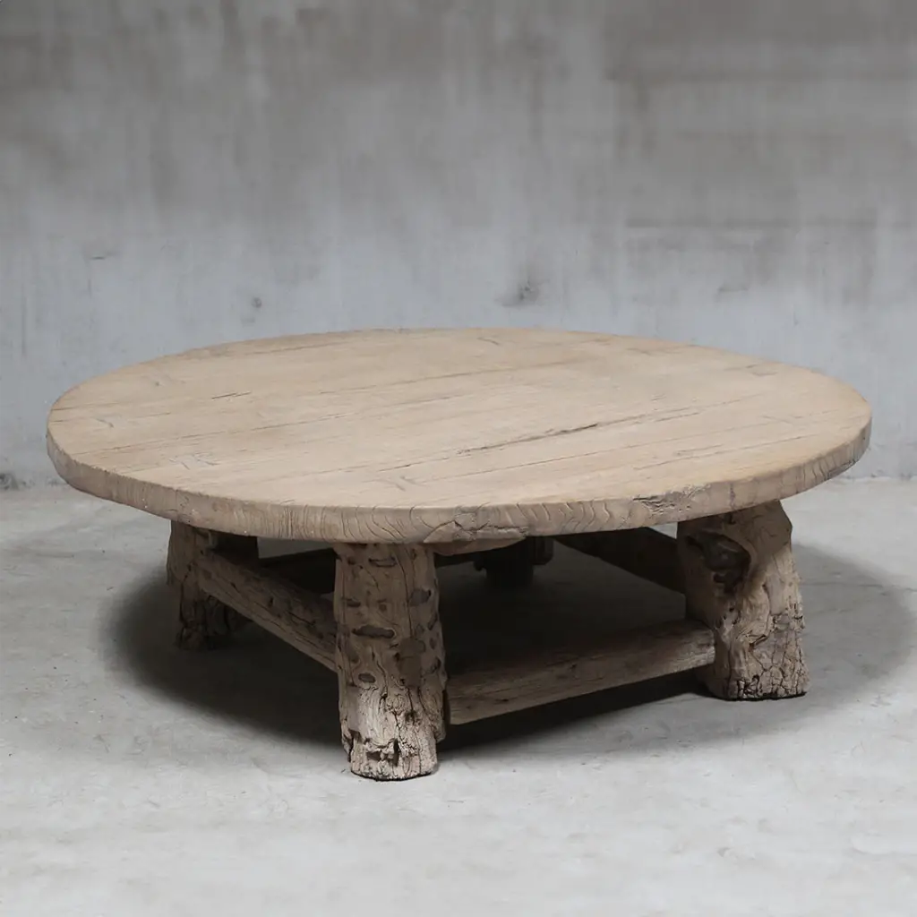 Table basse en Orme 19eme - table basse ancienne en orme