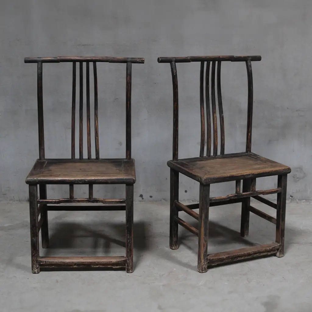Chaises anciennes de Chine en orme du 19eme siècle