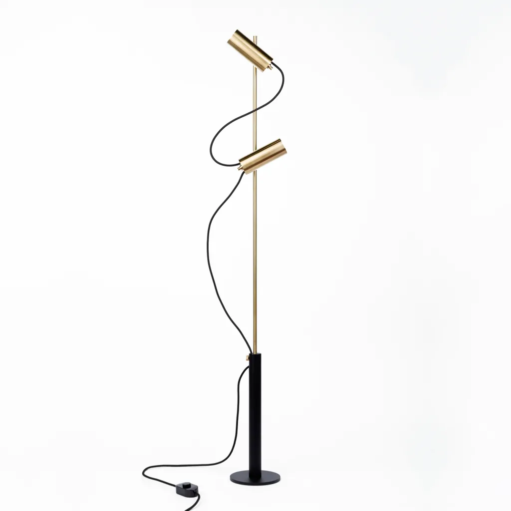 Lampadaire en aluminium et laiton massif