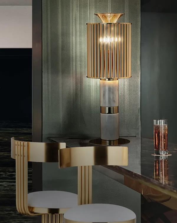 Donna - Lampe à poser en laiton et marbre