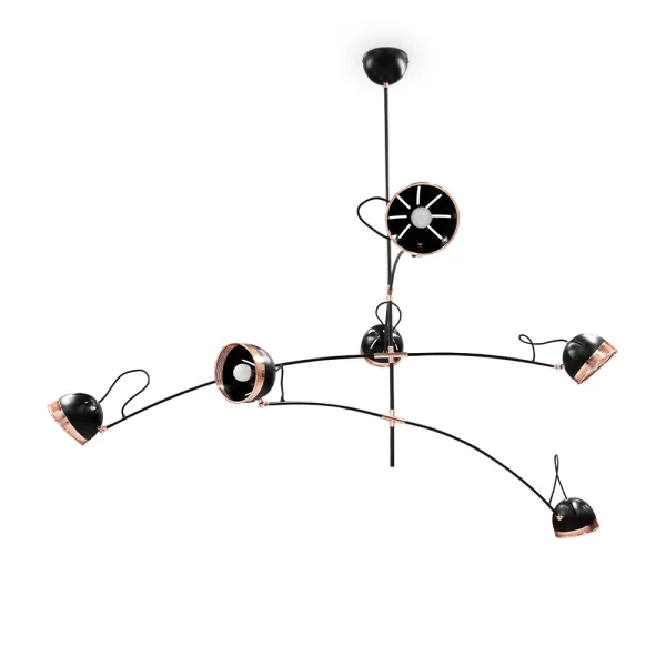 Majestueux lustre Goodman en laiton et aluminium