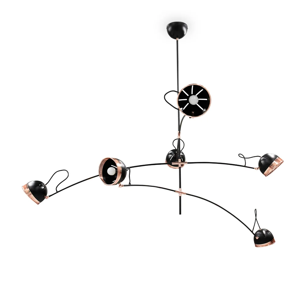 Majestueux lustre Goodman en laiton et aluminium