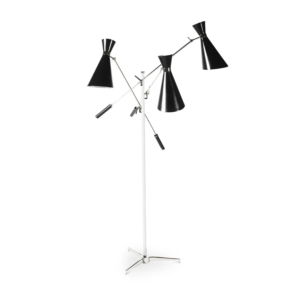 Élégant lampadaire Stanley à trois bras directionnels